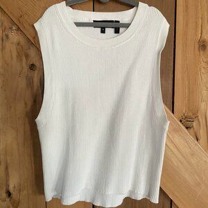 Theory Sleeveless Rib Knit Cropped Top, Size S, White, Beach, Boho, Festival